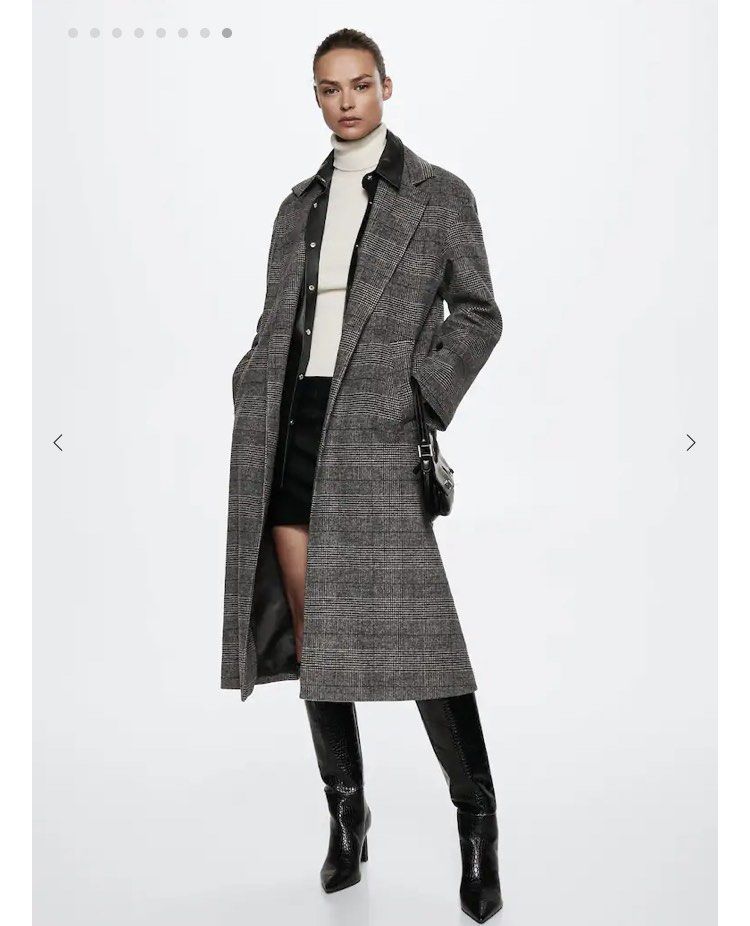 Mango Oversize Check Wool Coat
