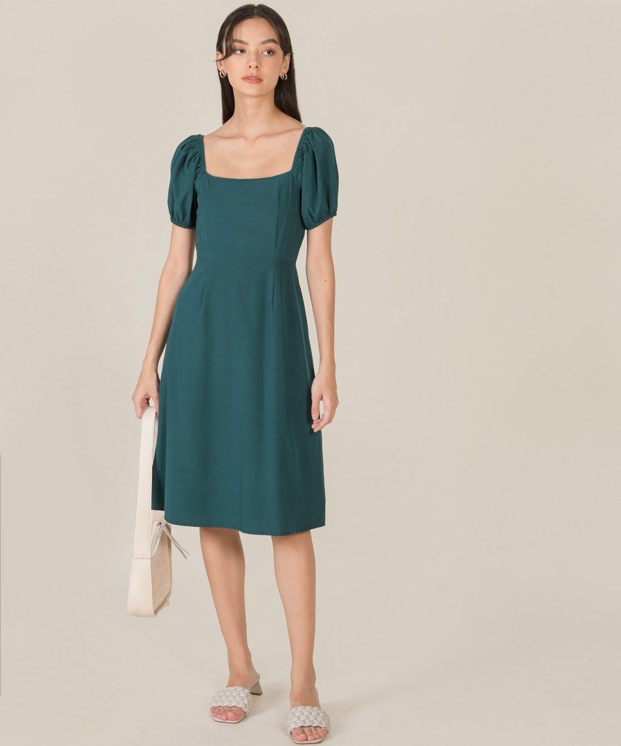 Margaux Midi Dress Teal Green, Women's Fashion, Dresses & Sets