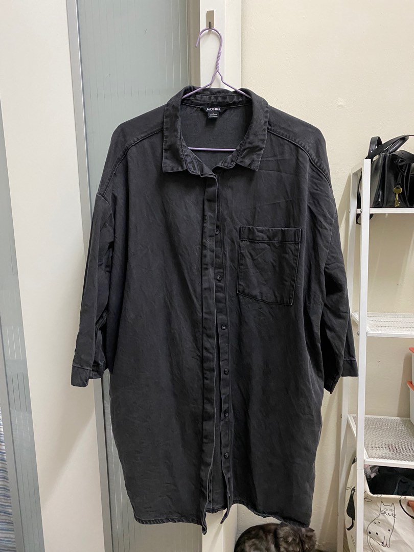Monki hidden button shirt dress sales