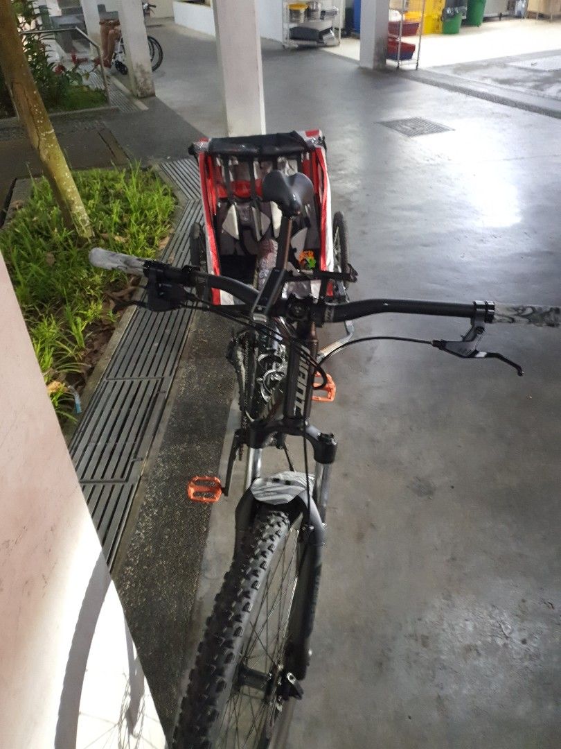 Mountain Bike with Child Trailer, Sports Equipment, Bicycles & Parts