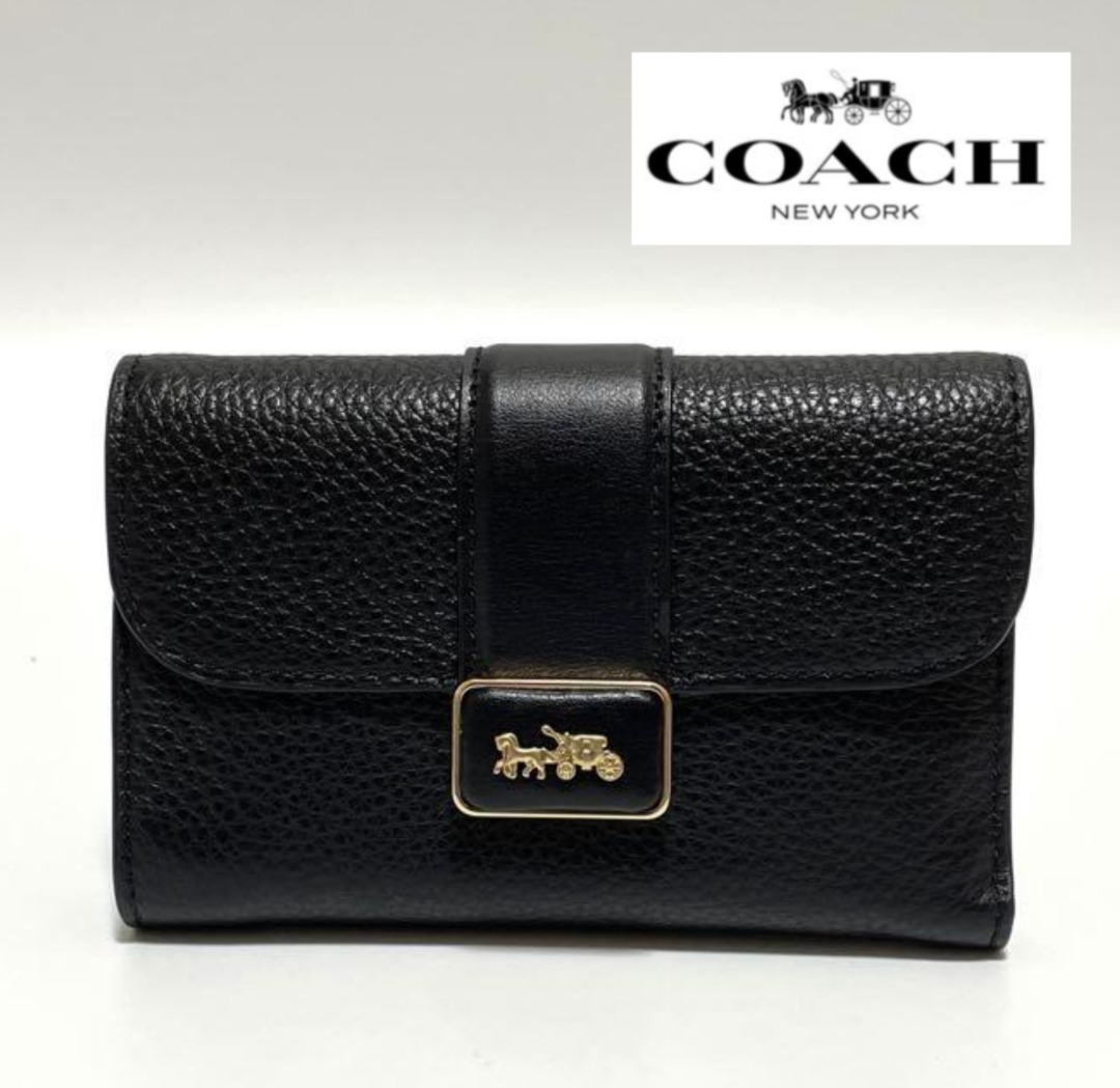 Black coach wallet with buckle sale