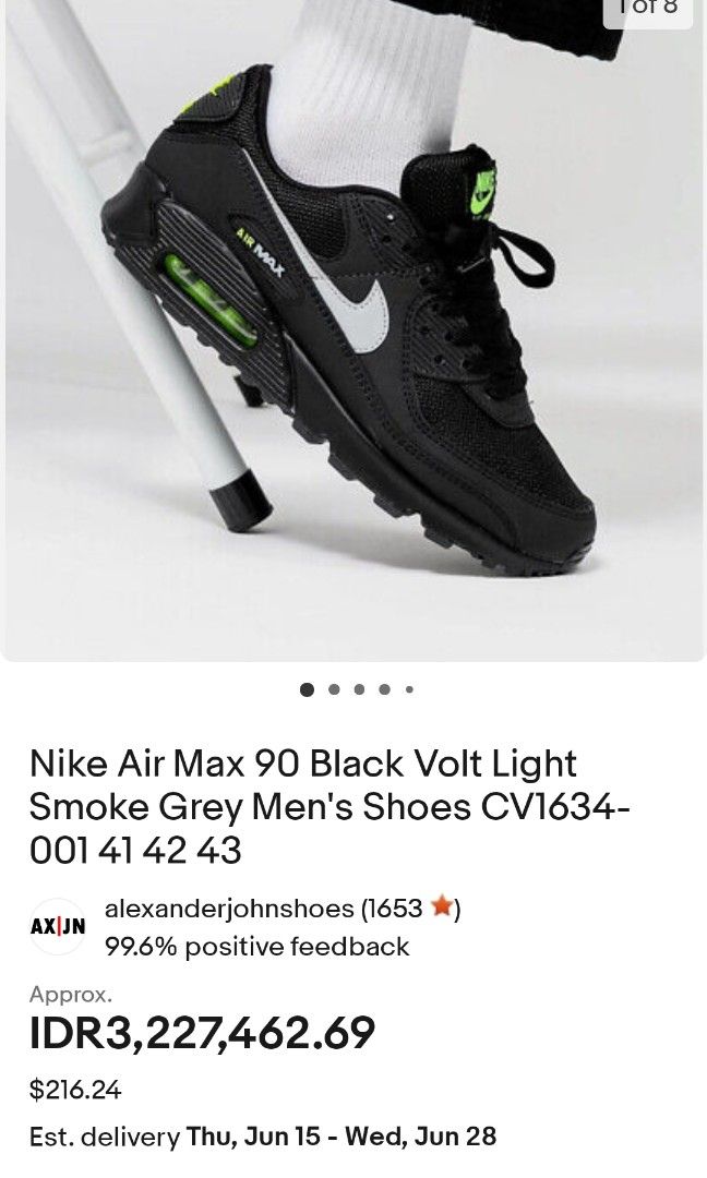 Air max 90 hotsell black/volt/light smoke grey