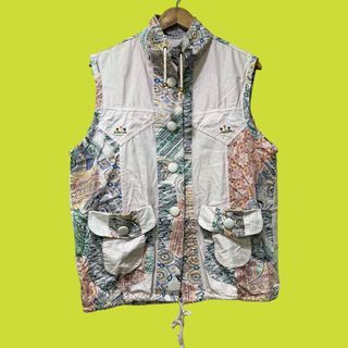 Oversized Drawstring Patchwork Vest