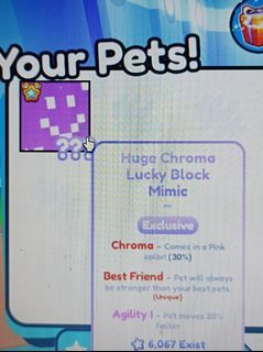 Pet Simulator X Huge Chroma Lucky Block Mimic (Pink)!