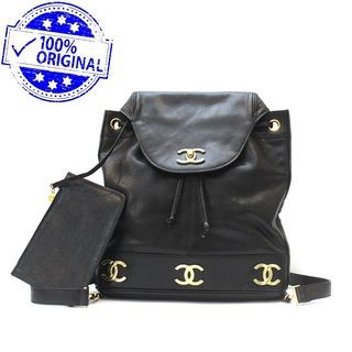 Preloved Chanel Vintage 6 CC Black Caviar Drawstring Bucket Backpack GHW #2