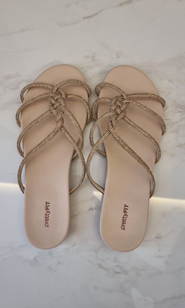 Glitzy flat sandals cheap