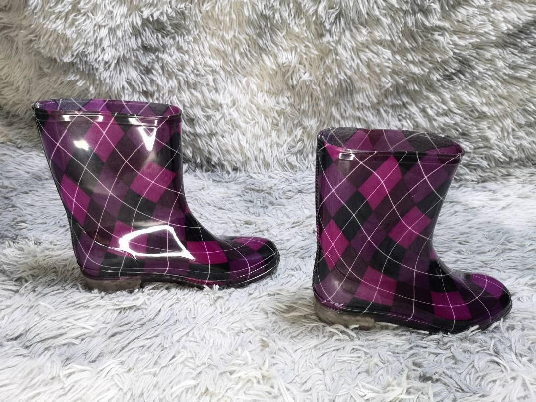 Checkered rain cheap boots