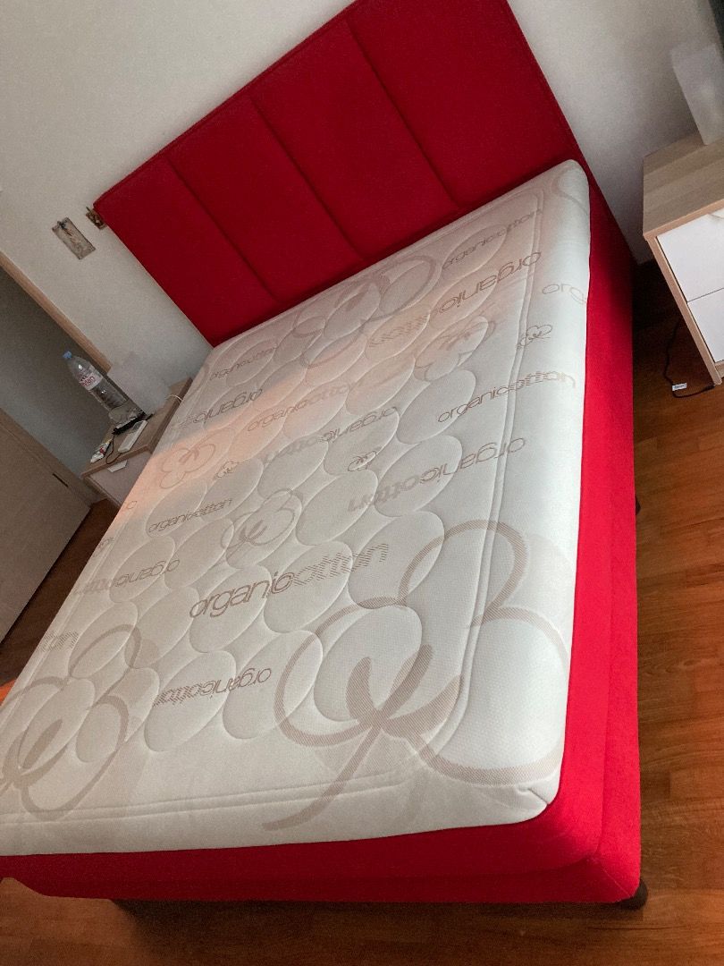 Queen size bed frame and mattress, Furniture & Home Living, Furniture