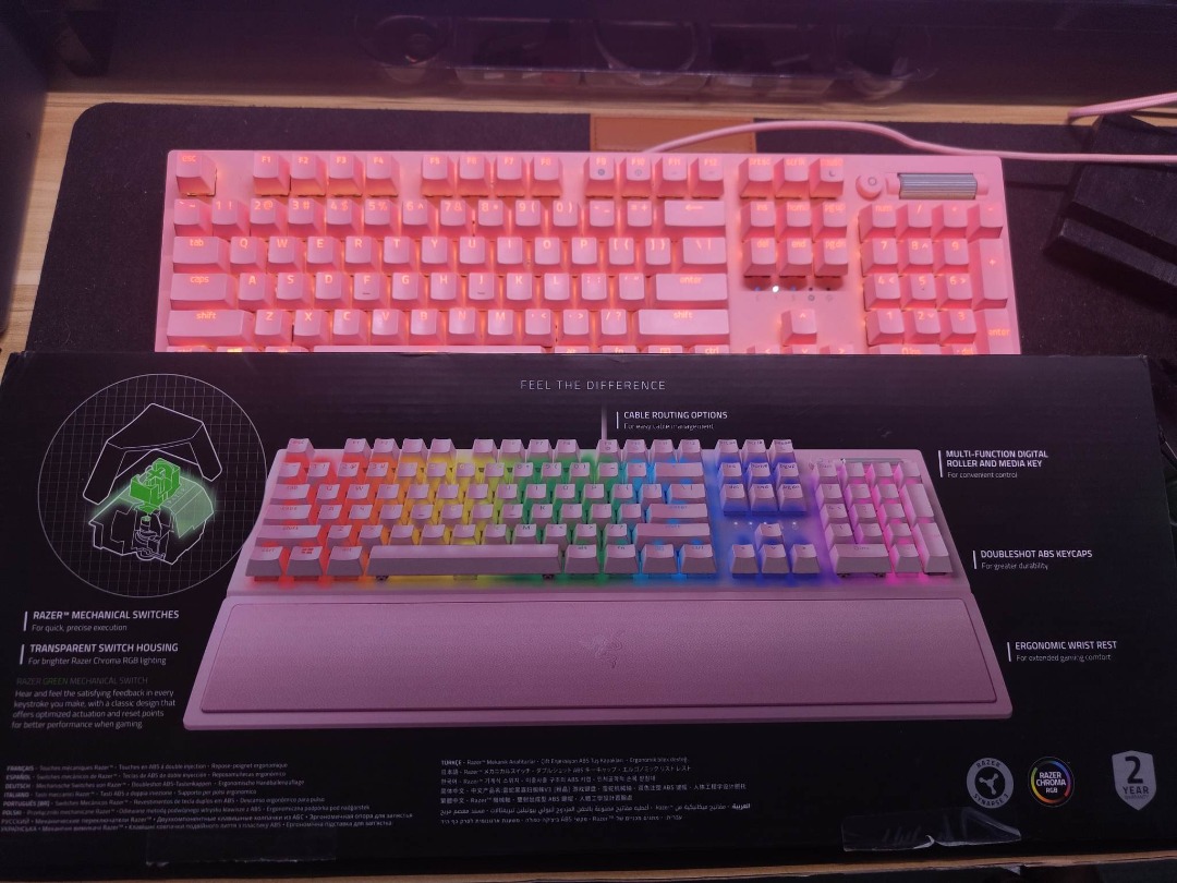 Razer BlackWidow V3 Quartz Mechanical Gaming Keyboard Pink, Computers