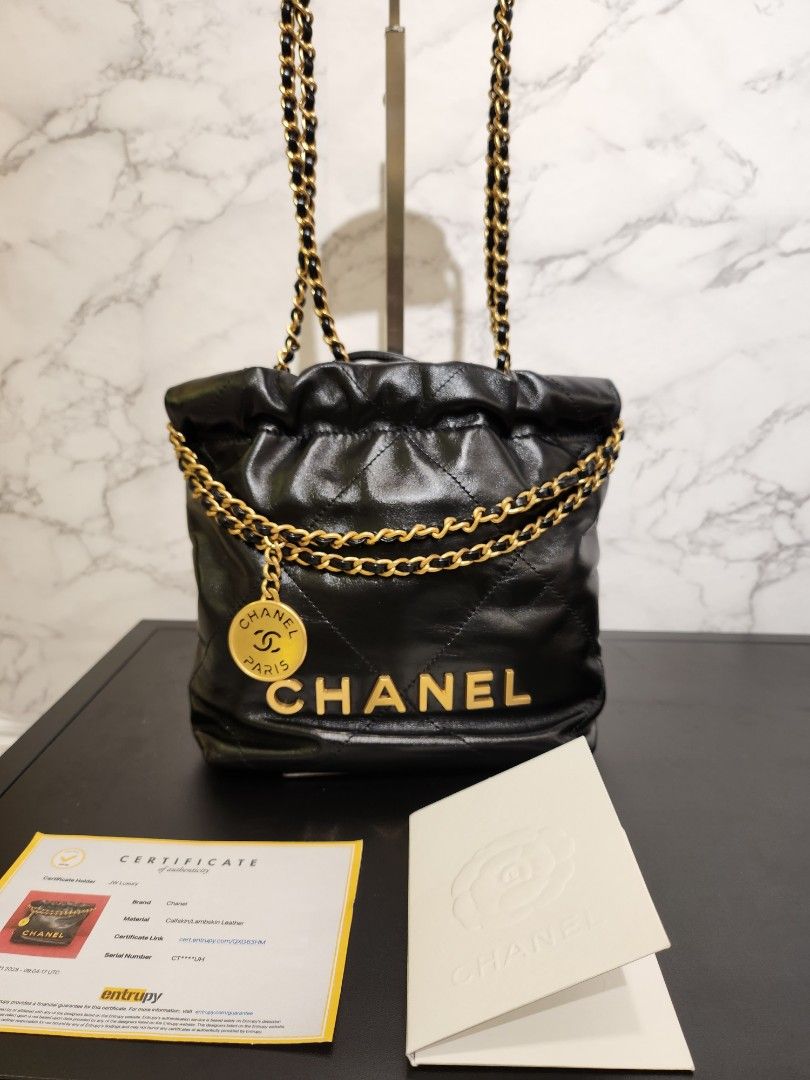 Chanel 22K Coco First Flap Bag Grained Calfskin Black GHW(Microchip)