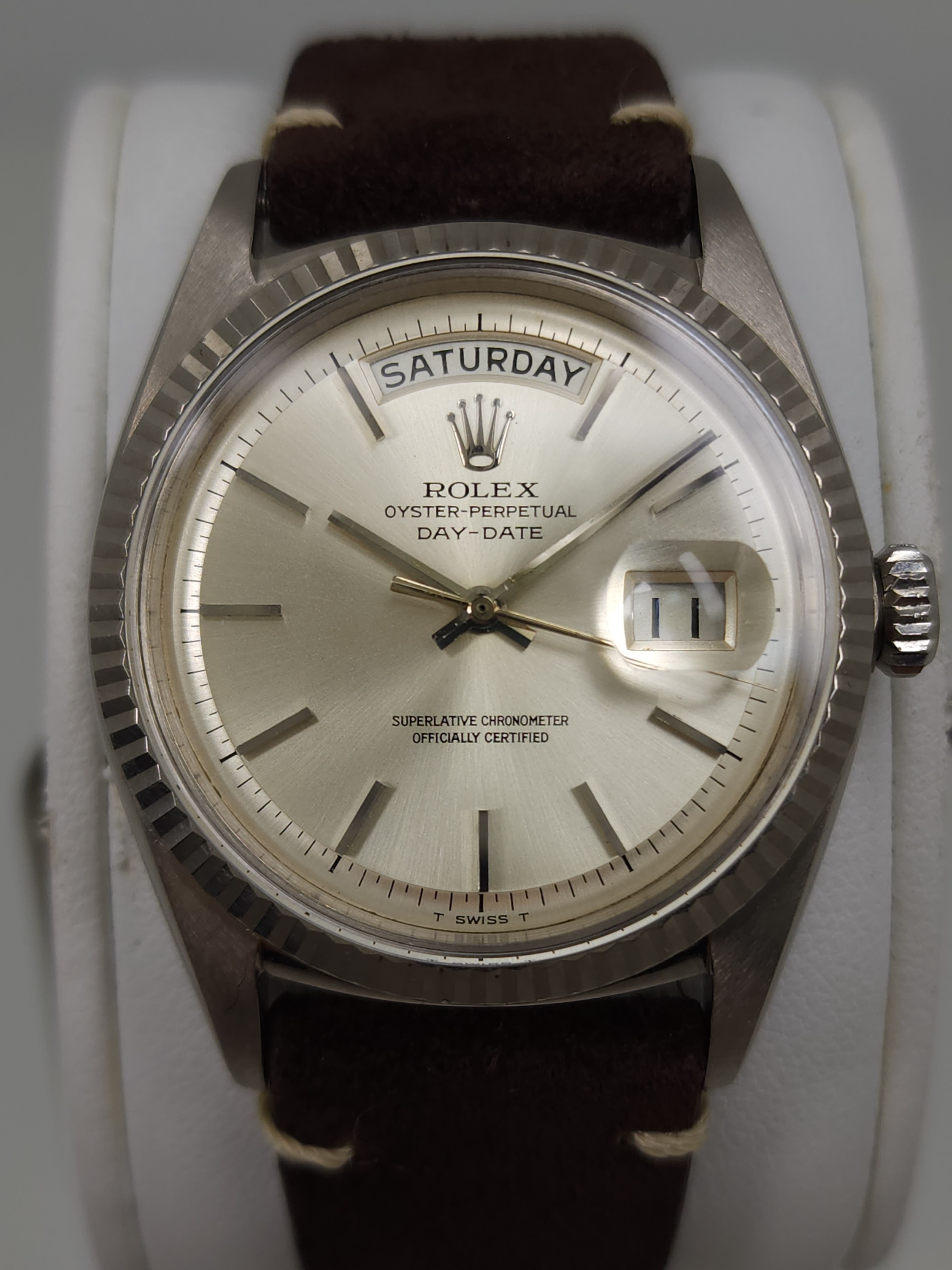 Rolex Daydate 1803 White Gold circa 1965 Box Double Papers