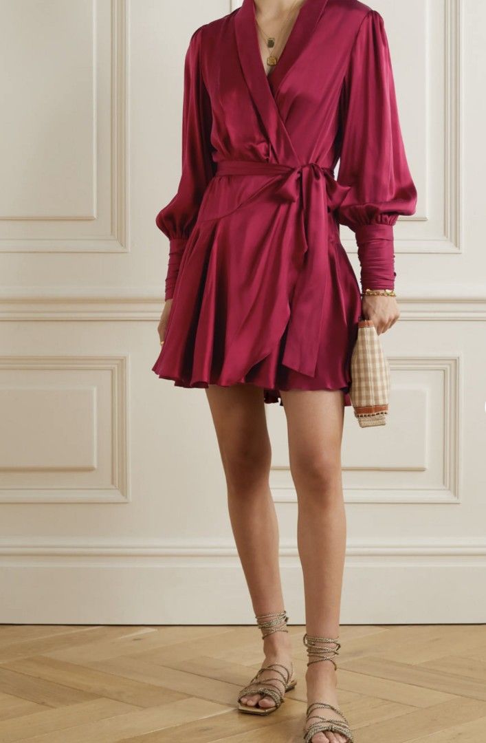 Red satin mini best sale skater dress