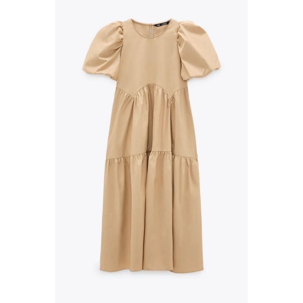 princess polly baby blue dress Poplin Dress Zara Shirred Dress Zara Asymmetric Poplin Dress main image 1