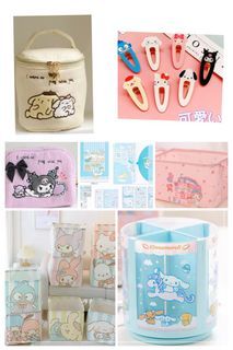 Sanrio character make up pouch hair pin sticker laundry basket pen holder