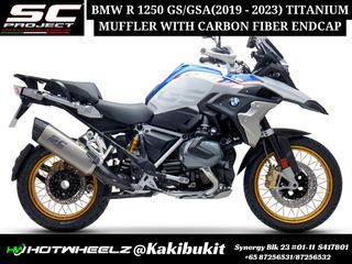 SC PROJECT BMW R 1250 GS (2019 - 2023) - ADVENTURE, TITANIUM MATT PAINTED MUFFLER/TITANIUM MUFFLER WITH CARBON FIBER ENDCAP