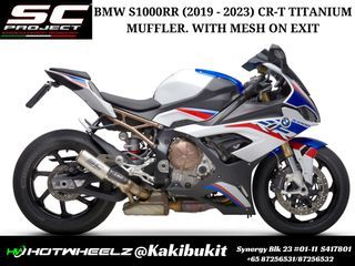 SC PROJECT BMW S1000RR (2019 - 2023) TITANIUM/CARBON MUFFLER. WITH MESH ON EXIT
