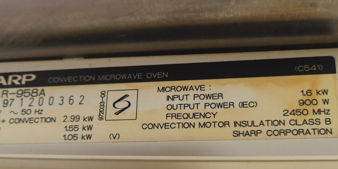 SHARP Microwave Jet Convection & Grill R958A, TV & Home Appliances