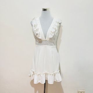 SMALL - SHEIN white lace summer mini dress