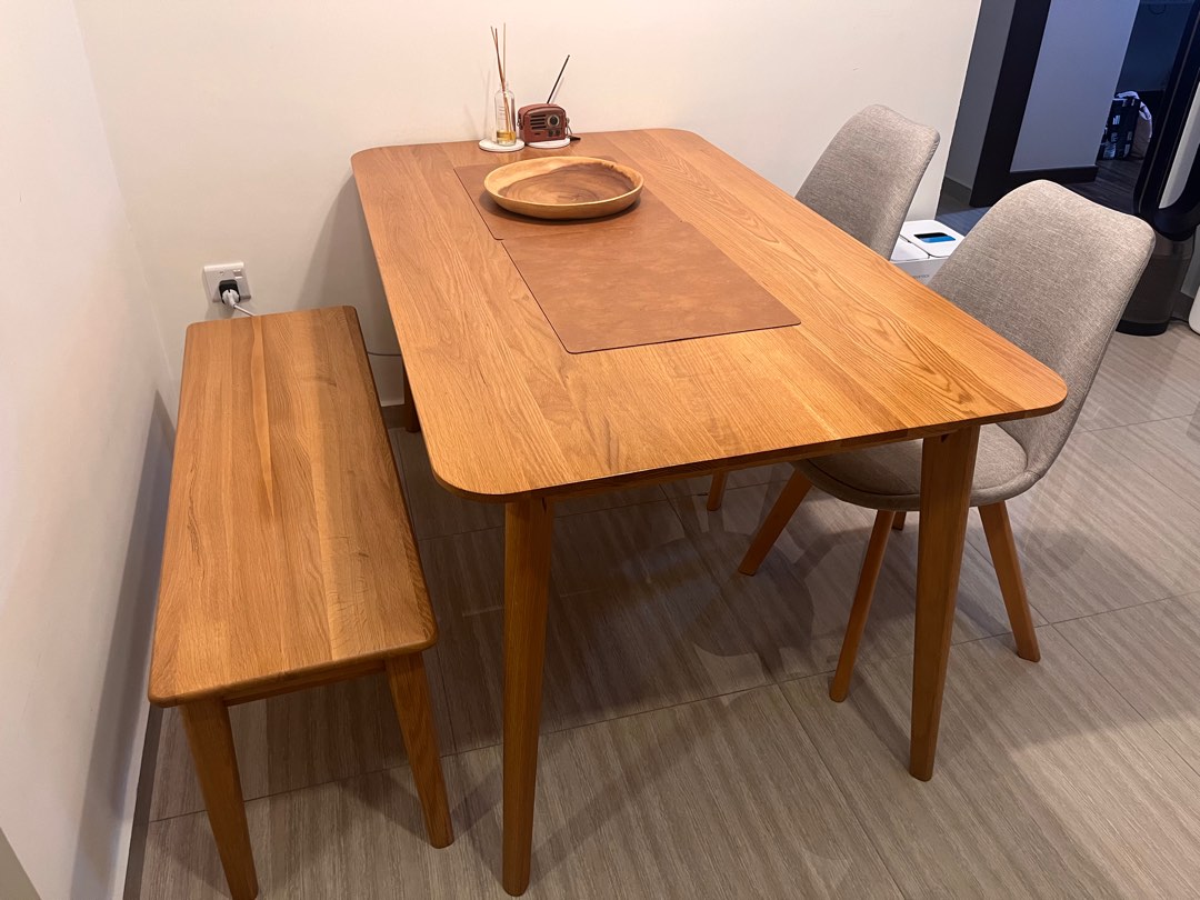 Solid Oak Wood Namu dining table set, Furniture & Home Living