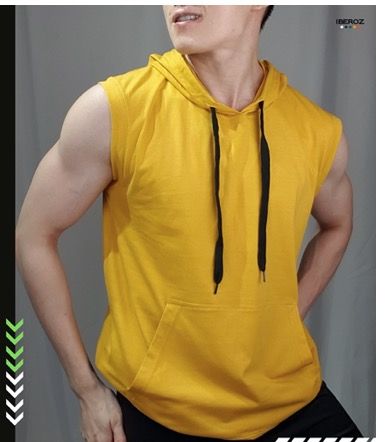 Yellow sleeveless hoodie sale