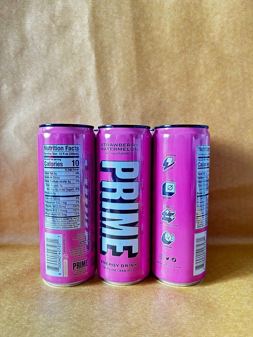 Strawberry watermelon prime hydration cans energy drinks by ksi and