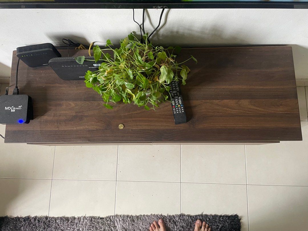 Tv console dark brown wood look, Furniture & Home Living, Furniture, TV