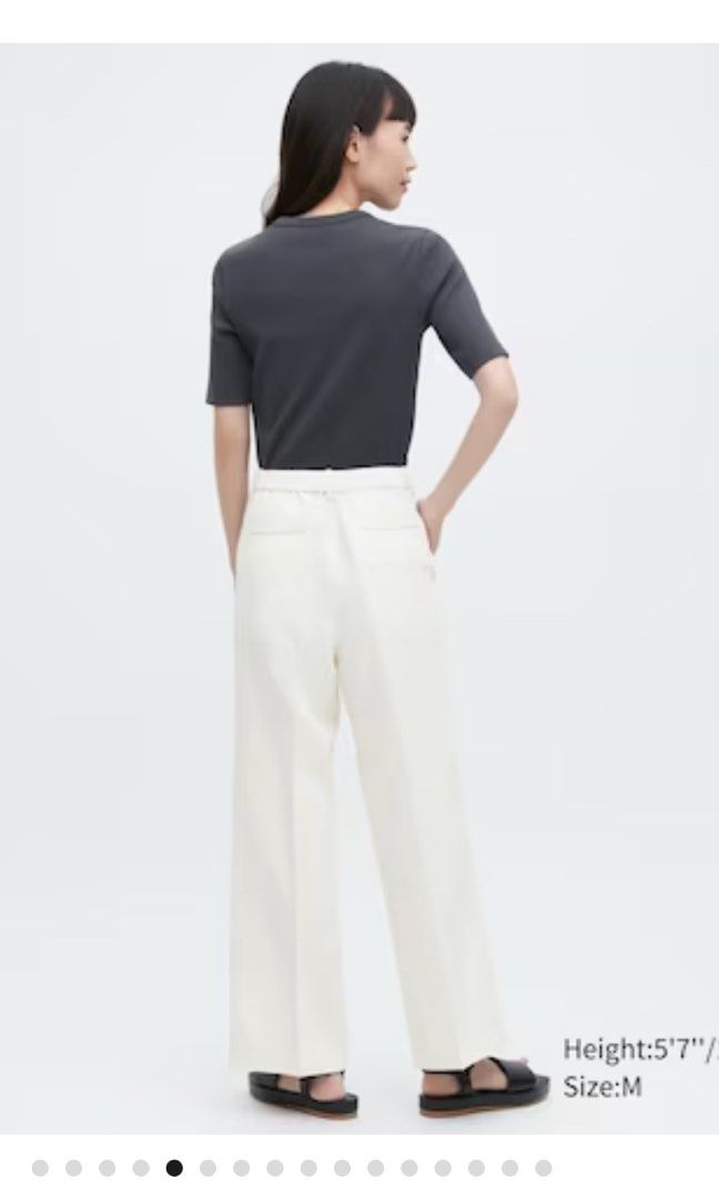 WOMEN'S LINEN BLEND PLEATED WIDE PANTS