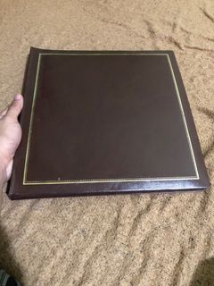 Unused old leather bound multi pocket photo album