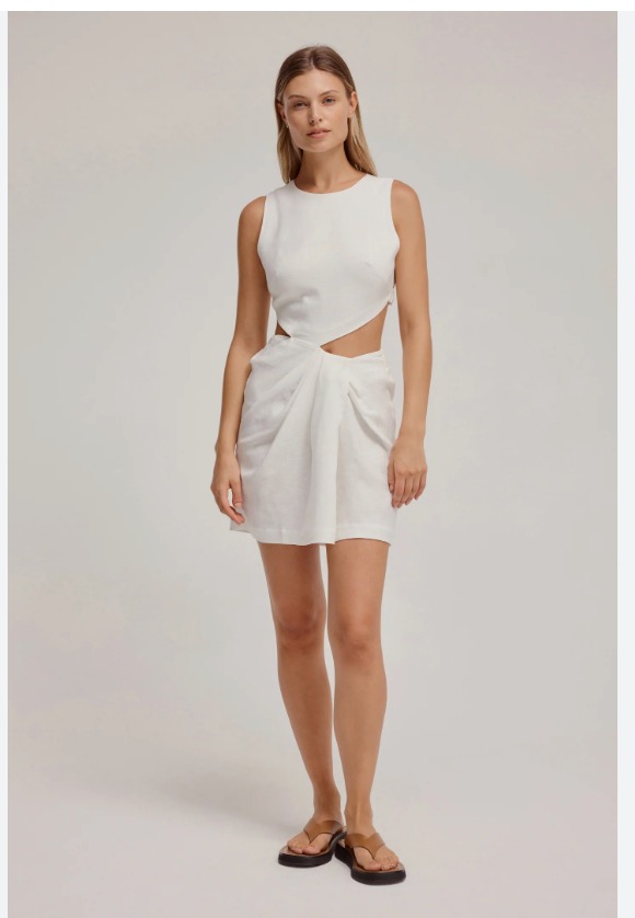 Venroy Linen Cut Out Mini Dress, Women's Fashion, Dresses & Sets