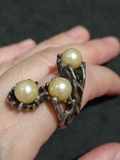Vintage ring, faux pearl,  japan