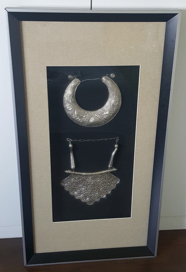 Framed necklace wall store art
