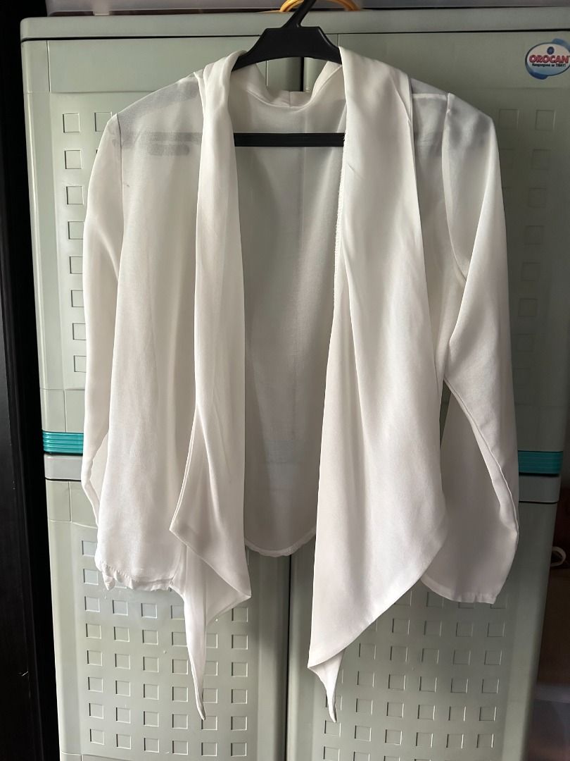 White Sheer Blazer, Women's Fashion, Coats, Jackets and Outerwear on Carousell