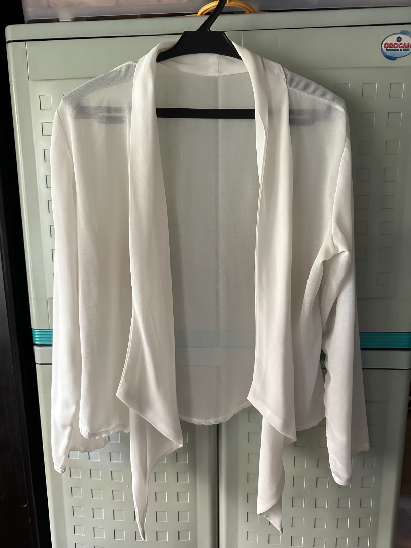 White Sheer Blazer, Women's Fashion, Coats, Jackets and Outerwear on Carousell