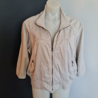 Women's size 16 'CROSSROADS' Gorgeous beige cotton lightweight jacket- EUC