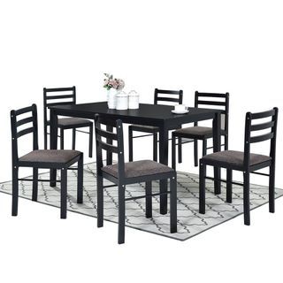WOODEN 6 CHAIR DINING SET WITH CUSHION ONLY IN $499.99!!!!!