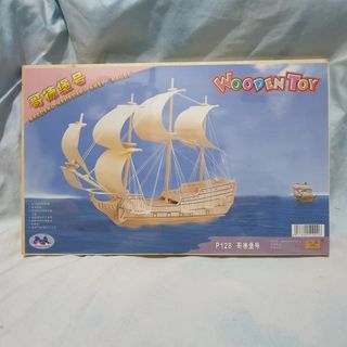 Wooden Toys Kapal Bajak Laut Puzzle Kayu Rakit Kayu
