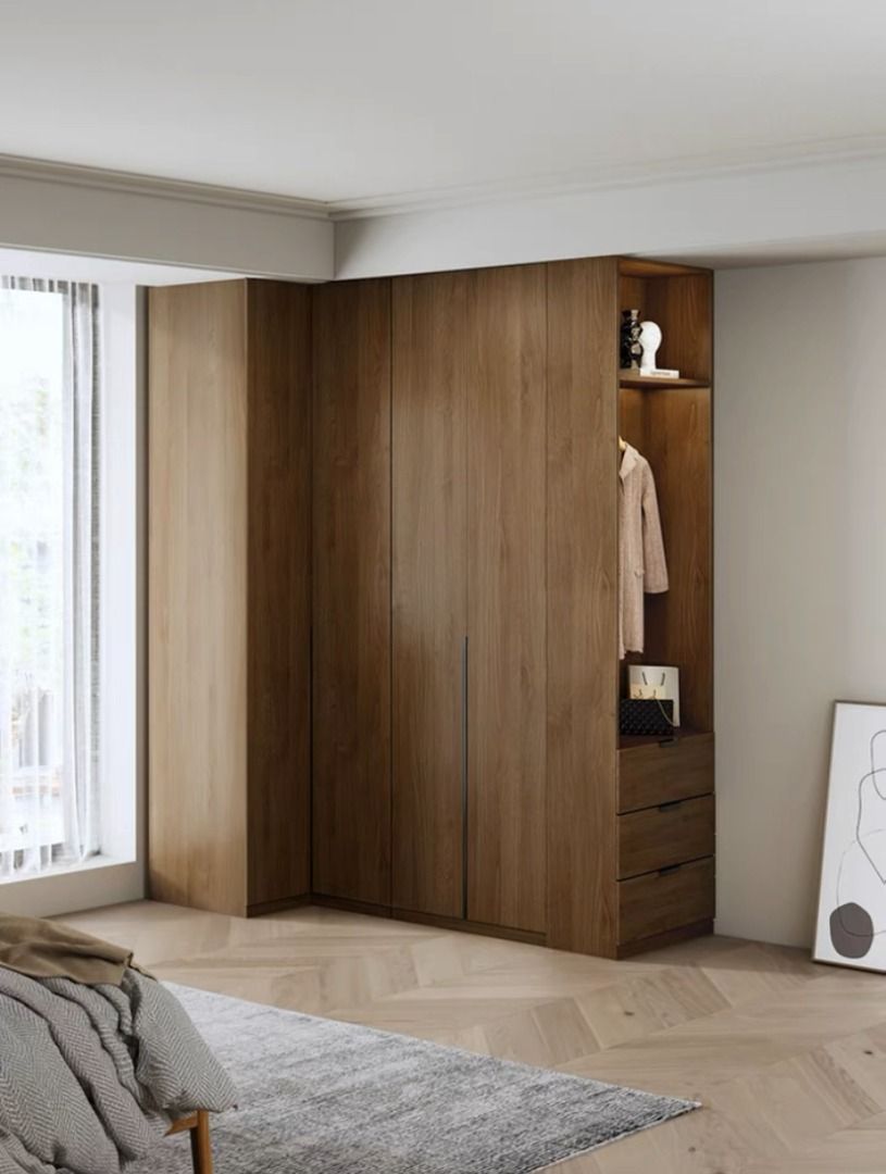 Wooden cheap corner wardrobe