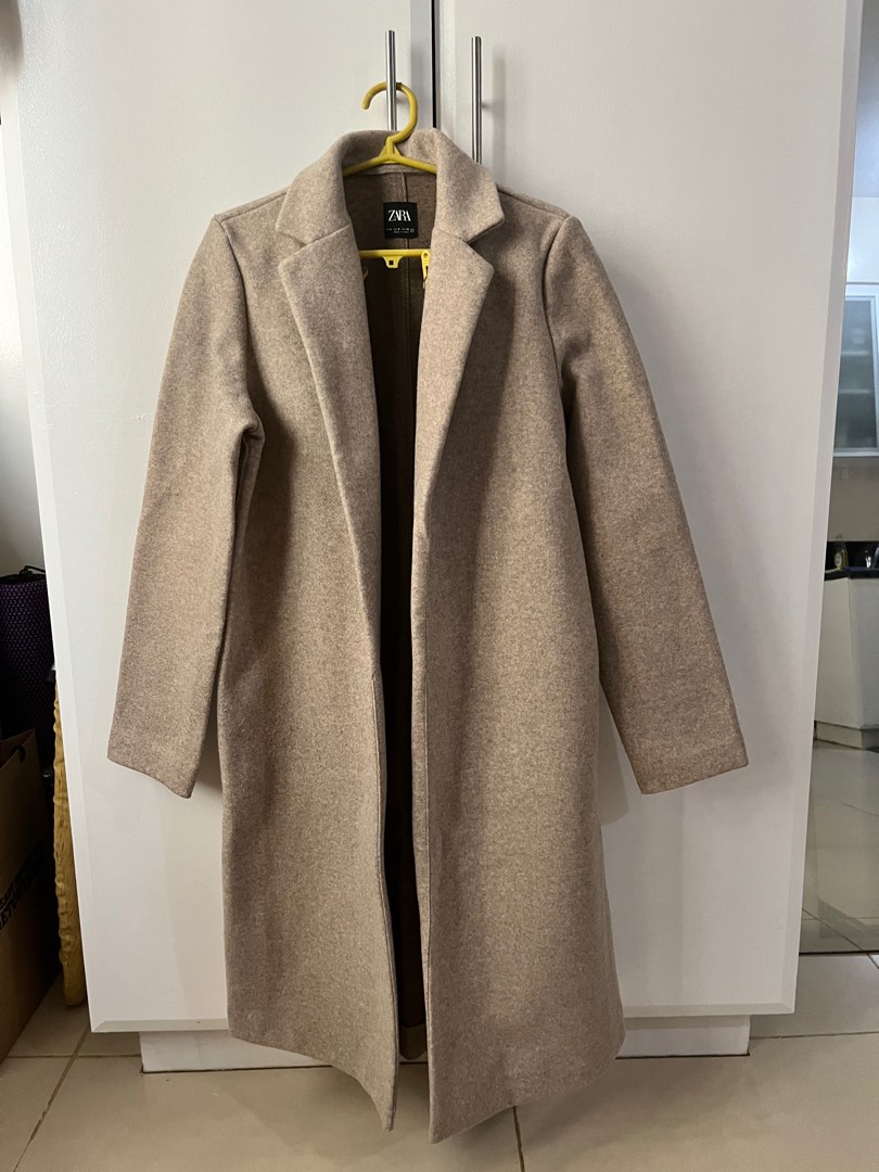 zara felt texture coat nude