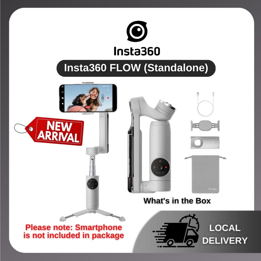 Insta360 Flow AI-Powered Smartphone Stabilizer Auto Tracking Phone Gimbal  3-Axis Stabilization Built-in Selfie Stick & Tripod Portable & Foldable