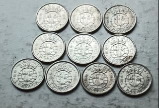 澳門1975年1元硬幣共10枚（品相實物如圖，有原光）