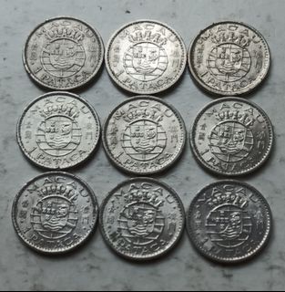 澳門1975年1元硬幣共9枚（品相實物如圖）