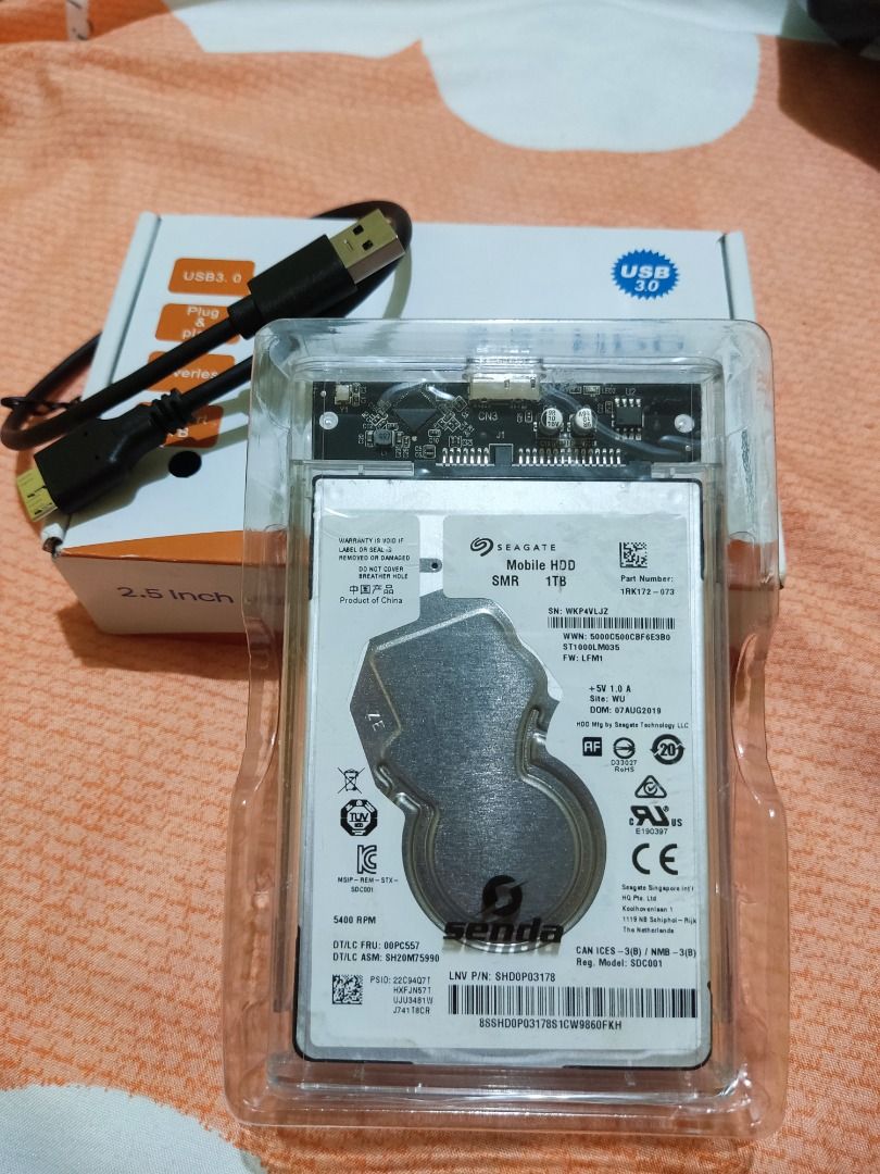 1TB Portable External Hard Drive (Seagate HDD + enclosure) (Category: Hard Disks & Thumbdrives) located in Marilao. Submitted by calibre027 (Listing ID 1234302518, Image 1). Description: 1TB Portable External Hard Drive (Seagate HDD + enclosure) 🔥 walang issue, unli test upon meetup pwede itest sa android phone + OTG 🔥 gagamitin nalang HDD+enclosure+cable 🔥 RFS: HDD came from my laptop before ako nagupgrade to SSD 👉 meetup - karuhatan valenzu