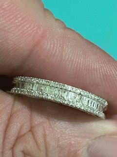 .30 Round Brilliant & Baguette Combination Half Eternity Ring Natural Dia w/ cert Size 8