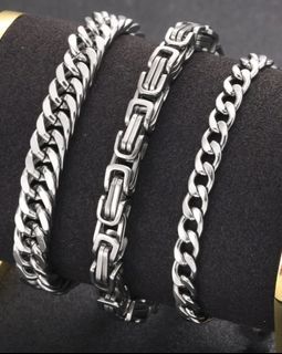 3pcs Men Minimalist Chain Bracelet, Stainless Steel Jewelry
