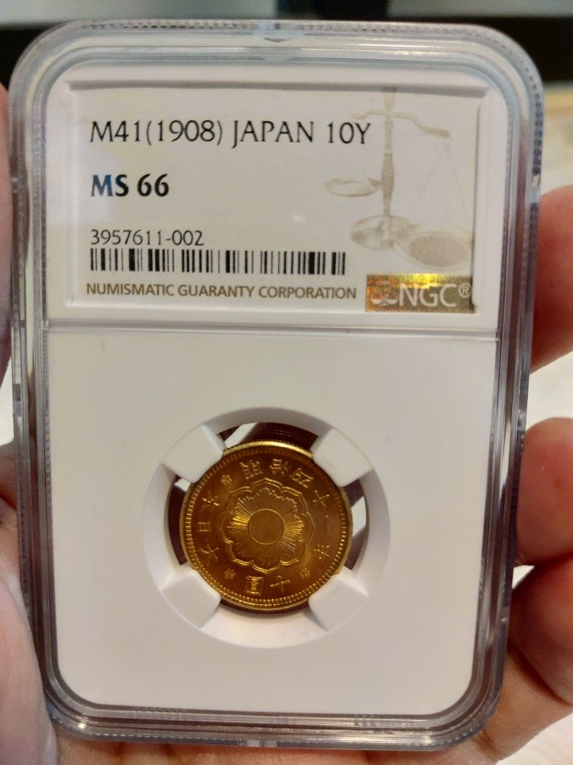 NGC MS66 明治41年新10 yen 金幣極美品Meiji 41 (1908), new 10 yen