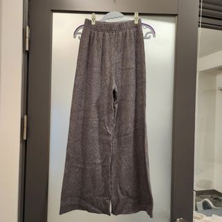 貓曬 灰色羅紋長褲
