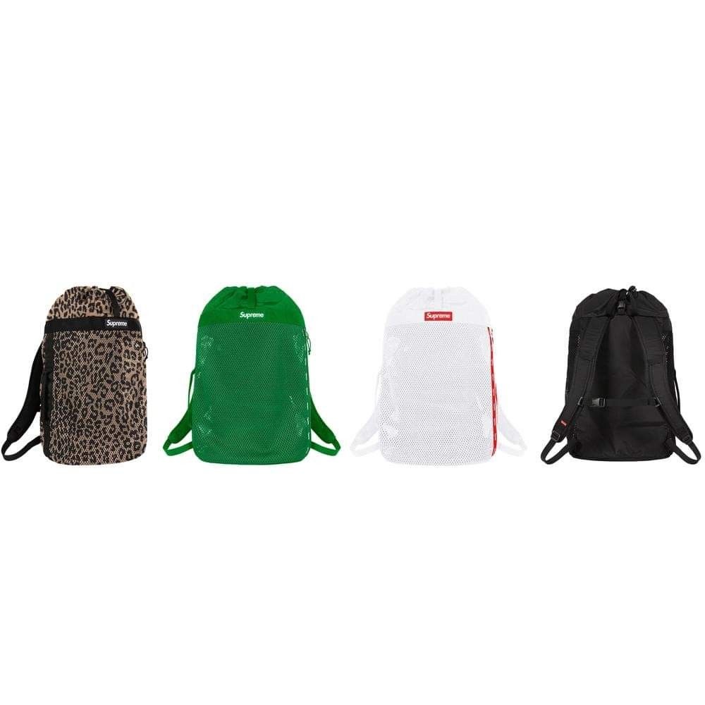 [現貨] SUPREME MESH BACKPACK , 黑色/豹紋/綠色