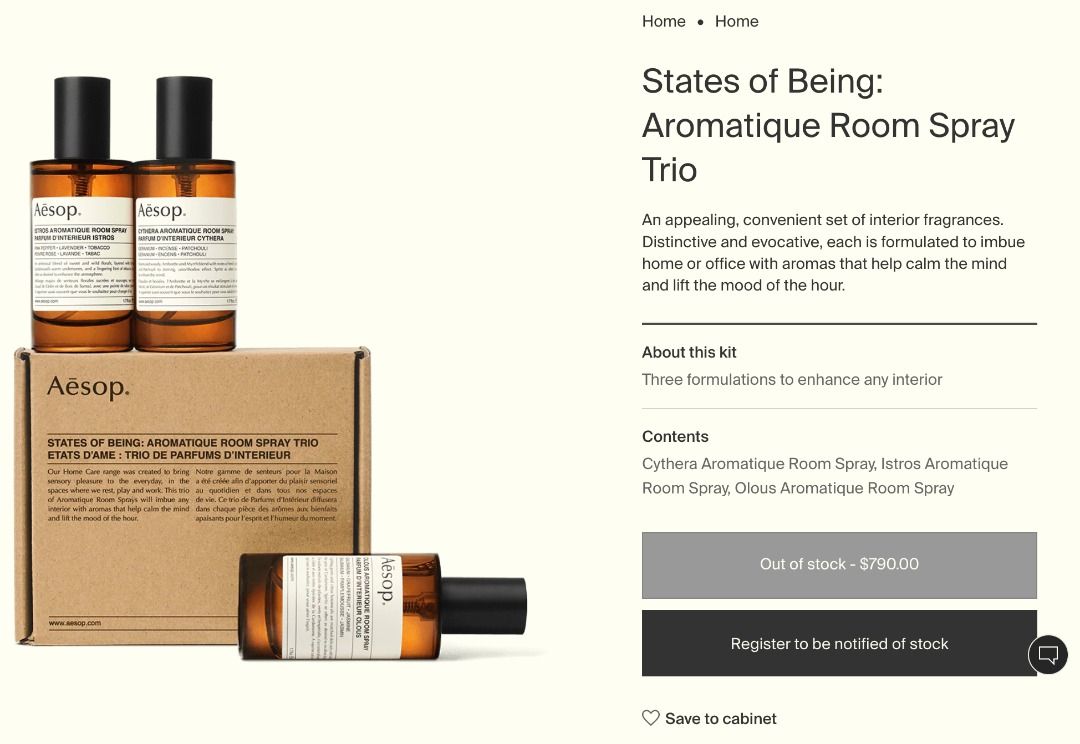 Aesop states of being sales aromatique room spray trio