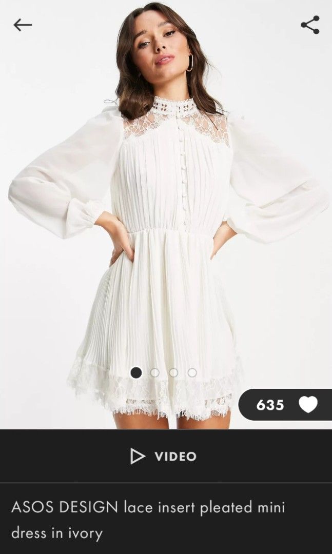 Asos design lace insert pleated mini dress sales
