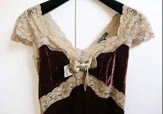 Authentic Rare BETSEY JOHNSON Lace Velvet Dress